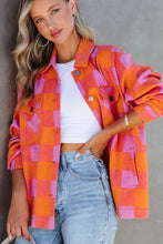 Load image into Gallery viewer, Plaid Collared Neck Button Up Jacket
