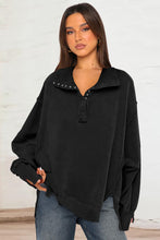 Load image into Gallery viewer, Exposed Seam Side Slit Long Sleeve Sweatshirt
