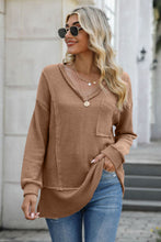 Load image into Gallery viewer, Exposed Seam V-Neck Long Sleeve T-Shirt
