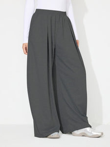 Elastic Waist Wide Leg Pants with Pockets