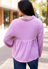 Load image into Gallery viewer, Corded Johnny Collar Long Sleeve Babydoll Blouse
