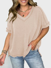 Load image into Gallery viewer, Lovelet Texture V-Neck Half Sleeve T-Shirt
