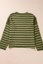 Load image into Gallery viewer, Striped Round Neck Dropped Shoulder Sweater
