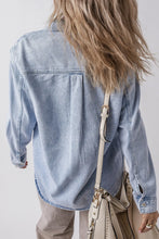 Load image into Gallery viewer, Pocketed Collared Neck Denim Top
