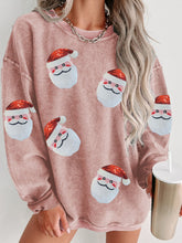 Load image into Gallery viewer, Sequin Santa Patch Ribbed Sweatshirt
