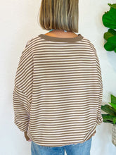 Load image into Gallery viewer, Striped Round Neck Long Sleeve Sweatshirt
