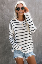Load image into Gallery viewer, Striped Round Neck Drop Shoulder Sweater
