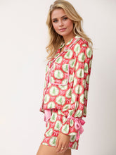 Load image into Gallery viewer, Tied Printed Collared Neck Long Sleeve Top and Shorts Set
