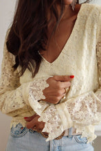 Load image into Gallery viewer, Lace Detail V-Neck Long Sleeve Blouse
