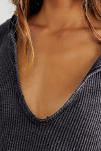 Load image into Gallery viewer, Waffle-Knit Notched Long Sleeve Sweatshirt
