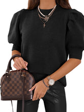 Load image into Gallery viewer, Mandy Mock Neck Puff Sleeve Sweater
