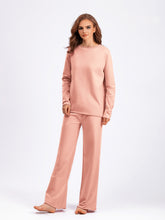 Load image into Gallery viewer, Basic Bae Rolled Round Neck Top and Pants Sweater Set
