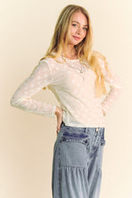 Load image into Gallery viewer, Davi &amp; Dani Bow Mesh Round Neck Long Sleeve Top
