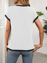 Load image into Gallery viewer, Contrast Trim Round Neck Short Sleeve T-Shirt
