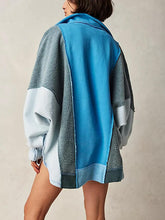 Load image into Gallery viewer, High-Low Exposed Seam Contrast Long Sleeve Sweatshirt
