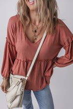 Load image into Gallery viewer, Frill V-Neck Long Sleeve Blouse
