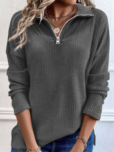 Load image into Gallery viewer, Full Size Quarter Zip Long Sleeve Top
