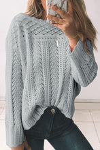 Load image into Gallery viewer, Openwork Round Neck Long Sleeve Knit Top
