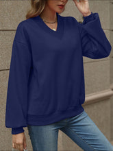 Load image into Gallery viewer, V-Neck Long Sleeve Dropped Shoulder Sweatshirt
