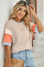 Load image into Gallery viewer, Lovelet Color Block Round Neck Half Sleeve T-Shirt
