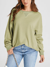 Load image into Gallery viewer, Waffle Knit Round Neck Long Sleeve T-Shirt
