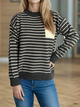 Load image into Gallery viewer, Striped Mock Neck Long Sleeve Sweater
