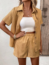 Load image into Gallery viewer, Textured Button Up Shirt and Shorts Set
