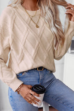 Load image into Gallery viewer, Plaid Texture Round Neck Sweater

