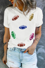 Load image into Gallery viewer, Sequin Football Round Neck Short Sleeve T-Shirt
