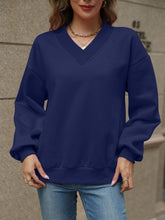 Load image into Gallery viewer, V-Neck Long Sleeve Dropped Shoulder Sweatshirt
