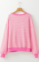 Load image into Gallery viewer, Striped Round Neck Long Sleeve Sweatshirt
