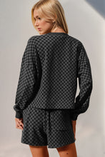 Load image into Gallery viewer, Double Take Checkered Half Button Top and Shorts Set
