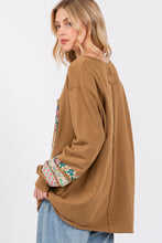 Load image into Gallery viewer, SAGE + FIG Peace Applique Patch Long Sleeve Top
