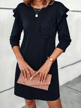 Load image into Gallery viewer, Ruffled Round Neck Long Sleeve Mini Dress
