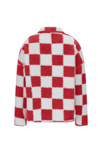 Load image into Gallery viewer, Checkered Snap Down Long Sleeve Teddy Jacket
