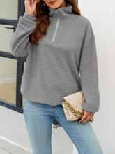 Load image into Gallery viewer, Textured Quarter Zip Long Sleeve Sweatshirt
