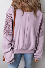 Load image into Gallery viewer, Crochet Round Neck Long Sleeve Sweatshirt
