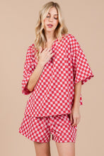 Load image into Gallery viewer, Ces Femme Checkered Round Neck Top and Shorts Set
