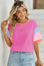 Load image into Gallery viewer, Lovelet Color Block Round Neck Half Sleeve T-Shirt
