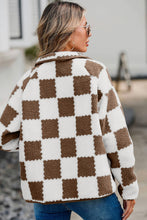 Load image into Gallery viewer, Checkered Snap Down Long Sleeve Teddy Jacket
