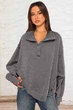 Load image into Gallery viewer, Exposed Seam Side Slit Long Sleeve Sweatshirt
