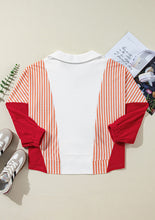 Load image into Gallery viewer, Striped Johnny Collar Long Sleeve Sweatshirt
