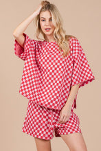 Load image into Gallery viewer, Ces Femme Checkered Round Neck Top and Shorts Set
