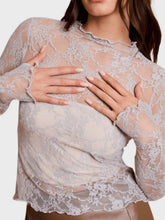 Load image into Gallery viewer, Lace Mock Neck Long Sleeve Top

