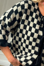 Load image into Gallery viewer, Double Take Tied Checkered Dropped Shoulder Flounce Sleeve Cardigan
