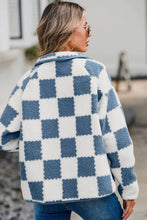 Load image into Gallery viewer, Checkered Snap Down Long Sleeve Teddy Jacket
