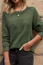 Load image into Gallery viewer, Openwork Round Neck Long Sleeve Knit Top
