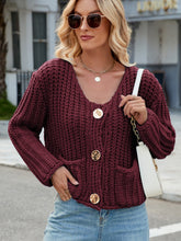 Load image into Gallery viewer, Round Neck Button Up Cardigan with Pockets
