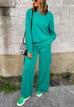 Load image into Gallery viewer, Full Size Round Neck Long Sleeve Top and Drawstring Pants Set
