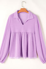 Load image into Gallery viewer, Corded Johnny Collar Long Sleeve Babydoll Blouse
